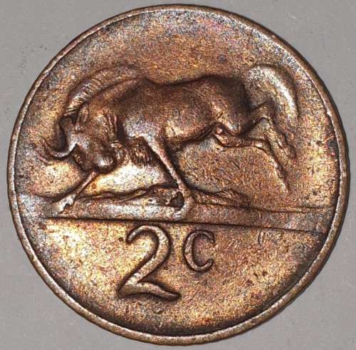 1965 AFR - 2 CENT COIN (TWO CENT COIN) - RSA - BRONZE - KM#66.2 - WILDEBEEST